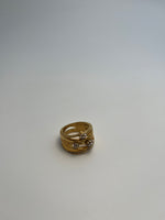 Guldbelagt Flerlags Hvid Sten Ring - Elegant og Moderne