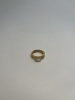 Guldbelagt Flettet Hjerte Hvid Sten Ring - Elegant og Romantisk