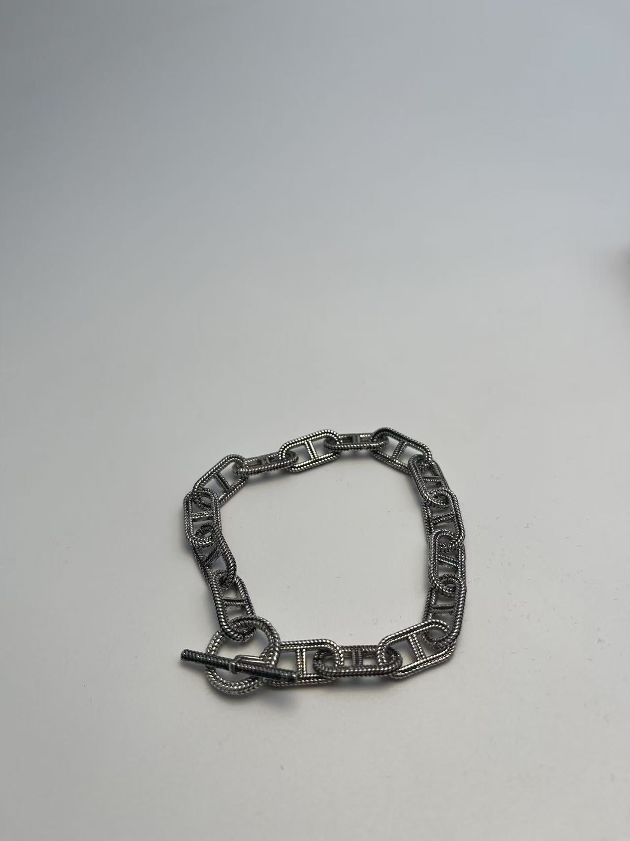 Vintage Sølvbelagt Tyk Kæde Armbånd - Moderne og Klassisk