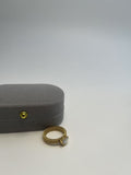 Guldbelagt Flettet Hjerte Hvid Sten Ring - Elegant og Romantisk